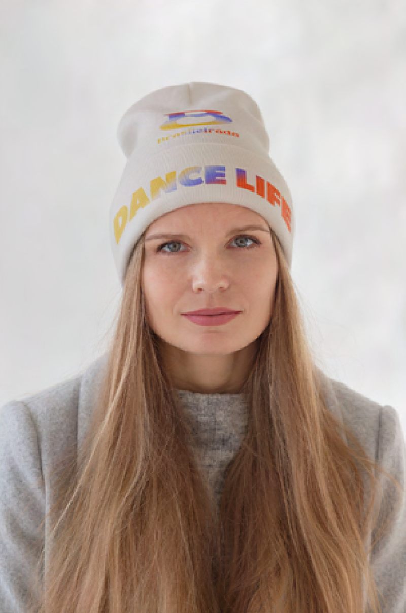 Brasileirada Dance Life beanie in white with gradient lettering