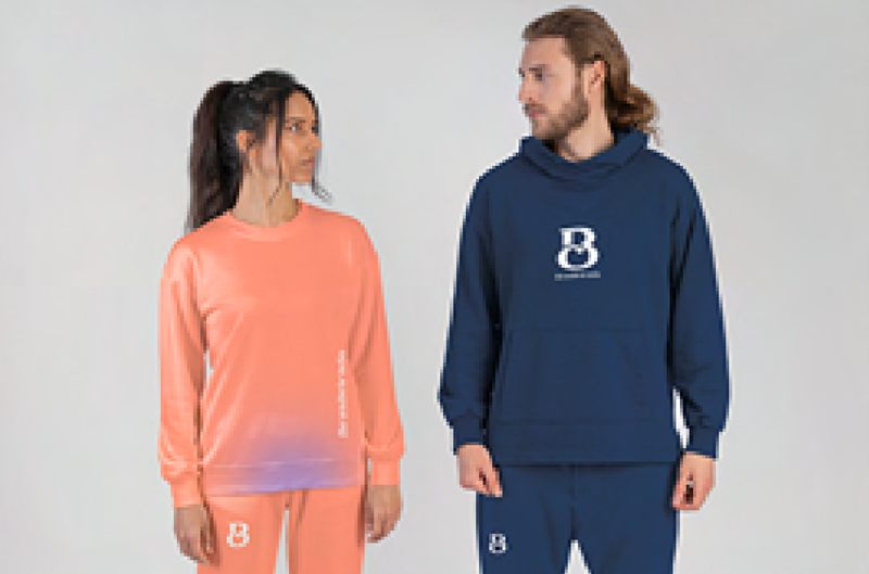 Coral and navy Brasileirada sweatsuits